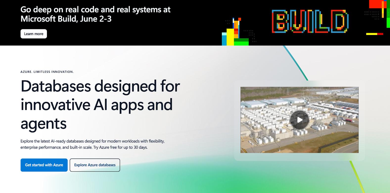 Microsoft Azure homepage